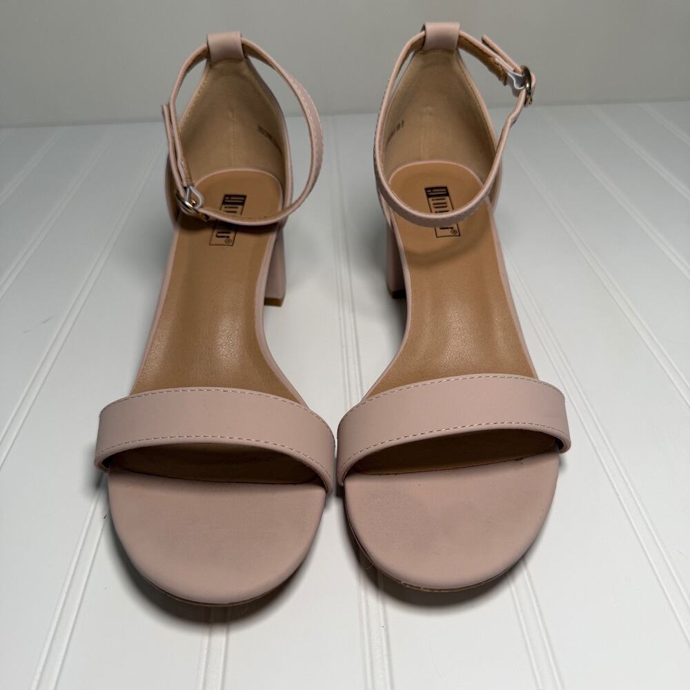 IDIFU Cookies Women’s 8 Nude Nubuck Block Heel Ankle Strap Sandals Wedding - Picture 2 of 9
